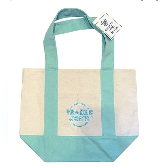 TRADER JOE'S Mint Canvas Mini Tote - Picture 1 of 1